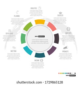 diagrama de color de círculo múltiple sobre fondo silvestre mundial   info-gráfico plano 