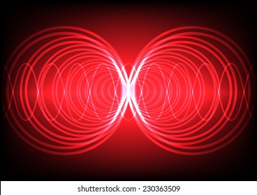 multi circle wave surround on red color background