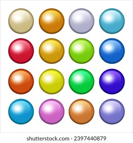 Multi color 3d button icon. Shiny circle badge set. Colorful round, circle buttons set
