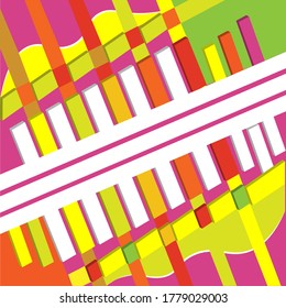 Las formas y curvas geométricas planas y 3d multicolores en varias orientaciones crean un fondo abstracto decorativo.