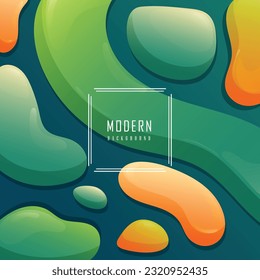 Multi Color 3D Fluid Shapes Modern Background, Green, Orange  Water Droplet Effect, Abstract Liquid Waves Good For Web Design, Social Media