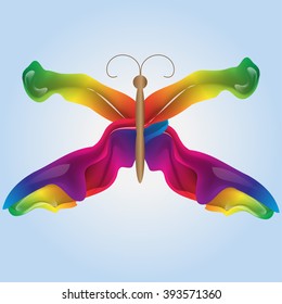 multi color abstract butterfly on a blue background
