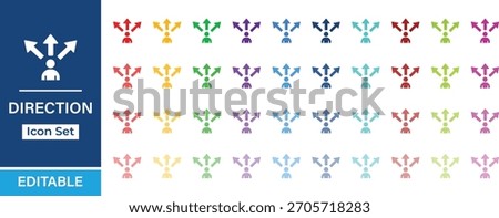 Multi color arrow direction icon set 40 variants. 