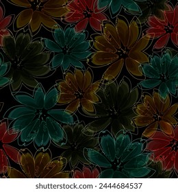 Multi color background repeatable pattern seamless texture design geometrical ethnic border floral unique style elegant Botanical Motifs scattered random. 