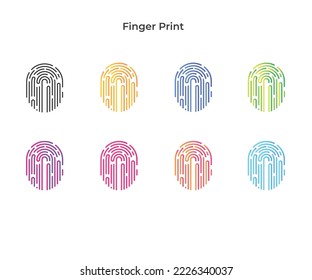 Multi color binary code finger print isolated on white background. Digital human path with one and zero numbers background, vector path