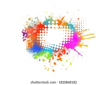 Multi color blots background. Grunge texture stroke line. Art ink dirty design. Border for artistic shape, paintbrush element. Vector illustration