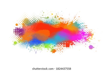 Multi color blots background. Grunge texture stroke line. Art ink dirty design. Border for artistic shape, paintbrush element. Vector illustration