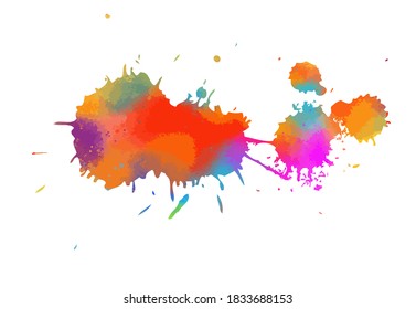 Multi color blots background. Grunge texture stroke line. Art ink dirty design. Border for artistic shape, paintbrush element. Vector illustration