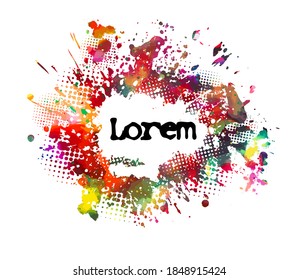 Multi color blots background. Grunge texture stroke line. Art ink dirty design. Paintbrush element. Brushstroke graphic. Vector illustration