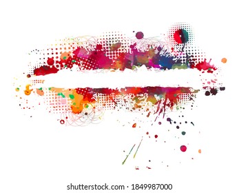 Multi color blots background. Grunge texture stroke line. Art ink dirty design. Paintbrush element. Brushstroke graphic. Vector illustration