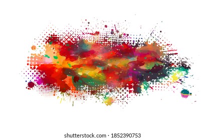 Multi color blots background. Grunge texture stroke line. Art ink dirty design. Paintbrush element. Brushstroke graphic. Vector illustration