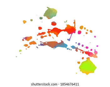 Multi color blots background. Grunge texture stroke line. Art ink dirty design. Border for artistic shape, paintbrush element. Vector illustration