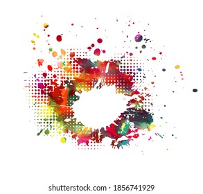 Multi color blots background. Grunge texture stroke line. Art ink dirty design. Paintbrush element. Brushstroke graphic. Vector illustration