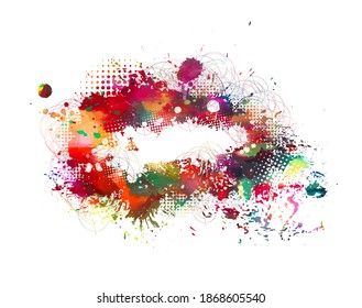 Fondo de manchas multicolor. Línea de trazo de textura gruesa. Diseño sucio de tinta de arte. Elemento Pincel. Gráfico de pincel. Ilustración del vector