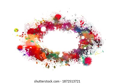Multi color blots background. Grunge texture stroke line. Art ink dirty design. Paintbrush element. Brushstroke graphic. Vector illustration