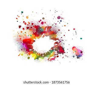 Fondo de manchas multicolor. Línea de trazo de textura gruesa. Diseño sucio de tinta de arte. Elemento Pincel. Gráfico de pincel. Ilustración del vector