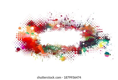 Multi color blots background. Grunge texture stroke line. Art ink dirty design. Paintbrush element. Brushstroke graphic. Vector illustration