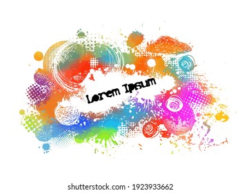 Multi color blots background. Grunge texture stroke line. Art ink dirty design. Border for artistic shape, paintbrush element. Vector illustration