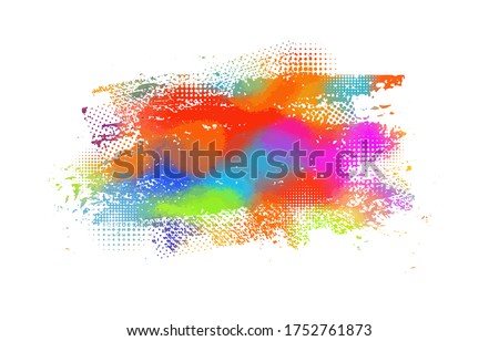 Multi color blots background. Grunge texture stroke line. Art ink dirty design. Border for artistic shape, paintbrush element. Brushstroke graphic. Vector illustration