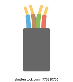 Multi color cable wires flat vector icon
