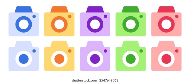 Multi color camera icon. Camera icon set