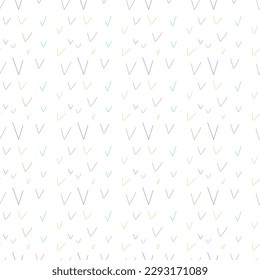 multi color check marks on a white background. Simple vector seamless pattern. Texture, textile pattern.