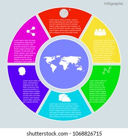 Multi color circle chart infographic template for modern presentations, business, advertising, layouts, etc.