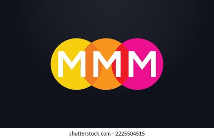 Multi Color Circle logo and colourful circle monogram vector and multiple colorful logo design icon vector with colorful group letters symbol mmm