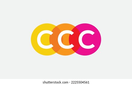 Multi Color Circle logo and colourful circle monogram vector and multiple colorful logo design icon vector with colorful group letters symbol ccc