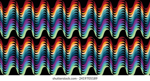 ilustración vectorial ondulada de curva multicolor.