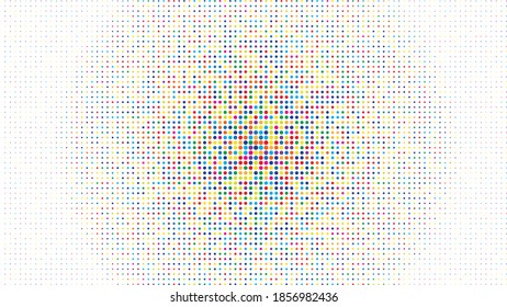 multi color dots geometric vector halftone illustration pattern against white background
