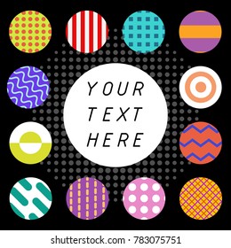 multi color dots and patterns frame for commercial text,modern vector illustration