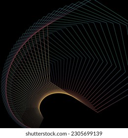 Líneas finas de varios colores que hacen un elemento con efecto de salida  