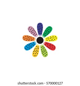 multi color flower with black dots symbol vector