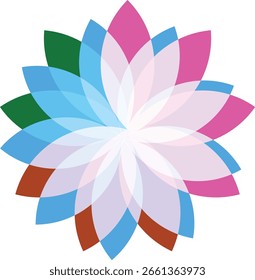 Mehrfarbiges Blumendesign Mandala, Vektorgrafik