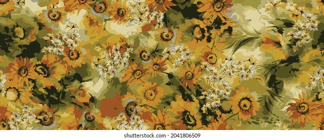 flor multicolor con diseño aleatorio de fondo completo para fábrica textil de impresión