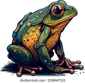 A multi color frog on white background