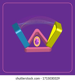 Multi color geometric 3d objects and line art  in various formations.