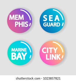 Multi color gradient glossy badge icon set. Realistic shiny badge icon or logo 