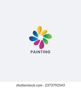 Farbverlauf-Farbverlauf-Paint-Shop-Logo, Vektorvorlage, Logo für die Markenkennzeichnung von Paint-Unternehmen mit bunten Blättern