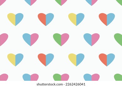 MULTI COLOR HEART SHAPES SEAMLESS PATTERN VECTOR