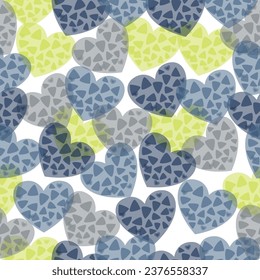 MULTI COLOR HEART SHAPES SEAMLESS PATTERN VECTOR Valentine heart illustration.Textile pattern. 