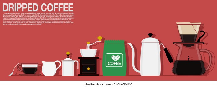 Multi color icon of dripped coffee equipment