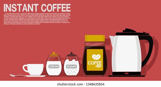 Multi color icon of instant coffee ingredient