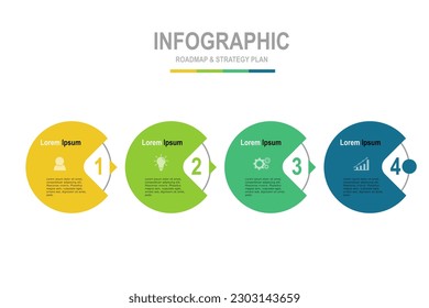 Multi color infographic elements design template, business concept with 4 steps  , circle shapes for workflow layout, diagram, annual report, web design.Creative banner, label vector