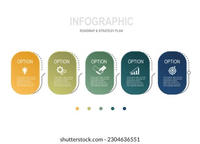 Multi color infographic elements design template, business concept with 5 steps  , rectangle shapes  for workflow layout, diagram, annual report, web design.Creative banner, label vector