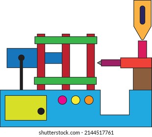 A Multi Color Injection Molding Machine - Manufacturing Illustration - Vector , Icon 