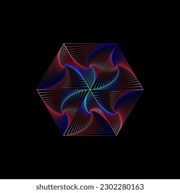 Multi color lines arrange into make a beautiful, creative, geometric element. vector design for logo, symbol, background texture for presentations, posters, banners, flyers, websites, book covers