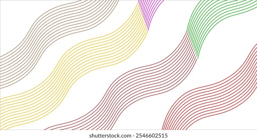 Multi color lines background vector . Colorful lines smooth , wave lines .