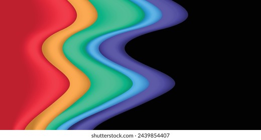 Multi color lines wavy fluid vector shape for background design.